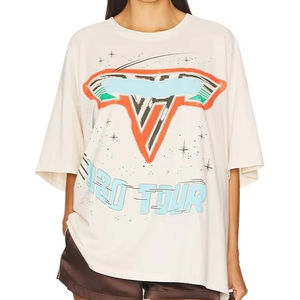 Vente en gros Nouveauté 2025 T-shirts graphiques oversize pour femmes Haute qualité 100% coton Imprimés à l'écran Prix de vente promotionnel - Product Image 1