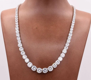 Chaîne de tennis personnalisée de 22 pouces avec fleurs dégradées, plaquée or jaune 10K/argent, diamants en moissanite, cadeau hip-hop, fête, mariage - Product Image 4