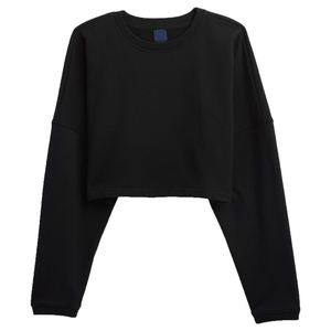 เสื้อสเวตเตอร์ผ้าแคนวาสแบบสวมหัวสำหรับผู้หญิงเสื้อครอปแขนยาวปักแบบ100% ขนาดใหญ่พิเศษแห้งเร็ว - Product Image 5