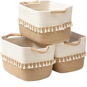 Luxury Style Handmade Macrame Yellow <b>Standing</b> Basket Bathroom Accessories Storage Holder Home Essential <b>Laundry</b> Basket - Product Image 2