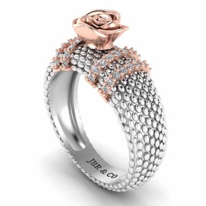 Top Tendance Diamant Rond Or Rose Deux Tons En Argent Sterling 925 Heartily Perles Rose Bague De Fiançailles Pour Les Femmes Au Prix Le Plus Bas - Product Image 2