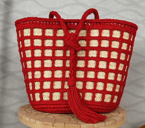 Bolso de paja marroquí tejido a mano con ganchillo colorido | Bolsa de playa y mercado personalizable | Estilo de cesta francesa Bohemia - Product Image 4