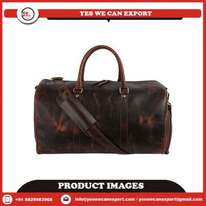 Dark Brown Luxury New Fashion Indian Sports <b>Duffel</b> <b>Bag</b> Custom Large Capacity 100% Genuine Leather Durable Waterproof Duffle <b>Bags</b> - Product Image 2