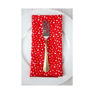 Grand et petit rouge à pois brodé hôtel 100% coton 48x48cm nappe serviette pour banquet et fête de mariage décors d'événement - Product Image 2