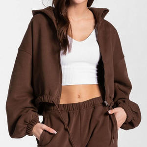 450 GSM 100% coton surdimensionné femmes survêtement goutte épaule demi fermeture éclair sweat avec pantalon de survêtement 2 pièces ensemble - Product Image 2