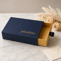 OEM Kundenspezifisch Bedruckte Matte Blau-Orange Starre Papierkarton-Geschenkbox mit Schleife für Boutiquen und Schokolade, Schubladenbox-Verpackung