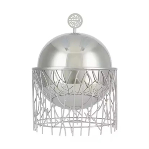 Pot chaud moderne plaqué argent avec support conçu avec de l'acier inoxydable fait à la main de qualité supérieure pour un réchauffement sophistiqué des aliments - Product Image 2
