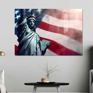 Art sur toile du drapeau américain patriotique : élégante reproduction de la Statue de la Liberté, verre - Product Image 1