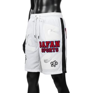 Short coupe-vent pour femme en nylon premium blanc avec empiècements en mesh noir et logo brodé - Product Image 4