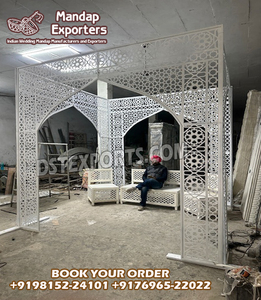 Impresionante Decoración de Boda, Toldo de Metal Marroquí, Fabuloso Mandap Cortado con Láser para Bodas, Mandaps Marroquíes para Bodas, Instalación al Aire Libre - Product Image 3