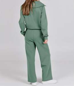 Ensemble de survêtement 2 pièces pour femme en coton respirant 100% avec logo personnalisé en gros, ensemble de survêtement 2 pièces et ensemble de survêtement pour femme - Product Image 2