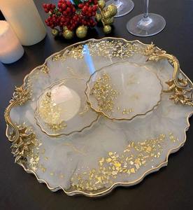 Ensemble de plateaux de service en résine moderne avec sous-verres assortis, plateau de service pour aliments et boissons design pour la maison - Product Image 6