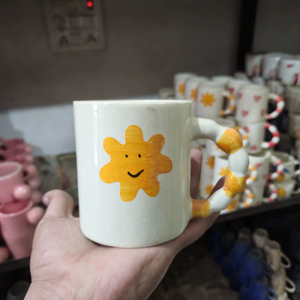 Tasse à café drôle fabriquée à la main en gros juste un rayon de soleil sourire tasse en céramique tasse du matin ensoleillé, - Product Image 4