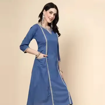 Vêtements pour femmes indiennes pur coton brodé Kurti avec pantalon pour vêtements décontractés et d'été Collection de vêtements ethniques élégants pour femmes en vrac