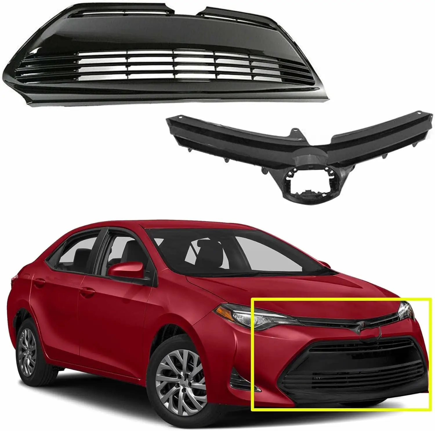 Kit de couverture de pare-chocs à assemblage personnalisé en gros Grille inférieure supérieure de pare-chocs avant pour Toyota Corolla 2017 2018 2019