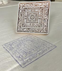 Square Floral Border Hand Carved <b>Wooden</b> <b>Block</b> for Textile Printing White Engraving Design for Best Price - Product Image 4