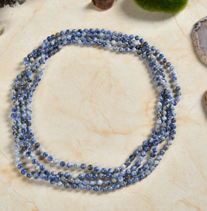 70 "4MM poli Sodalite torsadé perle longue infini sans fin noué collier de perles frange perlé bandana - Product Image 1