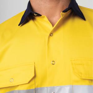 Hi Viz Logotipo personalizado para hombres para Polos Tiras reflectantes de manga larga Ropa DE SEGURIDAD Cuello de contraste de retazos de alta visibilidad - Product Image 3