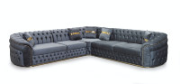 Canapé d'angle Chesterfield pour salon pieds en métal canapé convertible pour meubles hall d'hôtel Chesterfield fonction de section personnalisée