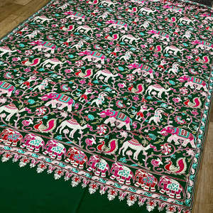 Heritage Pashmina FW Nalki Kalamkari bordado hecho a mano chal KC ENTERPRISES Flexible todas las estaciones un sueño de coleccionistas - Product Image 5