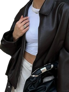 Veste en cuir véritable de qualité supérieure, élégante, vente en gros, vestes pour femmes, col rabattu personnalisé, vestes en cuir - Product Image 6