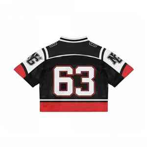 เสื้อฟุตบอลเรโทรแบบ100% ผ้าโพลีเอสเตอร์ทรงโอเวอร์ไซส์ผ้าตาข่ายอเมริกันออกแบบได้ตามต้องการชื่อทีม - Product Image 5