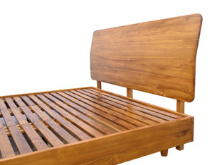 Lit King-Size Classique en Bois de Teck, Ensemble de Planches en Bois Massif, Design Européen Moderne et Chinois, Durable et Confortable pour Chambre à Coucher et Hôtel - Product Image 2
