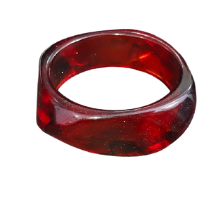 Ruby <b>Red</b> Tortoiseshell Acrylic Bangle, Deep Wine <b>Red</b> Transparent Resin <b>Bracelet</b>, Minimalist Chunky Lucite Statement Bangle - Product Image 1