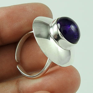 Anillos de boda de piedras preciosas de amatista Natural de Plata de Ley 925 para mujer hechos a mano con anillos de ajuste de bisel de piedra púrpura redonda OEM - Product Image 1