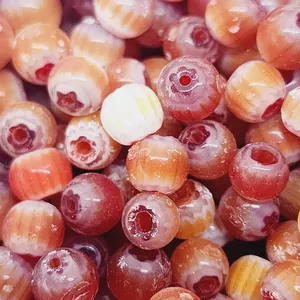 Cuentas espaciadoras de Chevron Vintage en rojo naranja blanco para fabricación de joyas y cuentas de cristal de Murano - Product Image 1