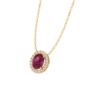 Cadena Chapada en Oro de 11.8mm con Elegante Colgante Ovalado de Turmalina y 20 Circonitas Cúbicas, Joyería Fina de Plata de Ley con Baño de Rodio/Amarillo - Product Image 4