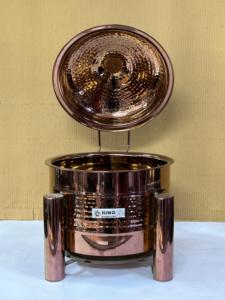 ซุป Chafer คุณภาพสูงฝาแก้วสแตนเลสกระจกตกแต่งทองอุ่นอาหารม้วนด้านบนเตาบุฟเฟ่ต์ chafing จาน chaf - Product Image 3