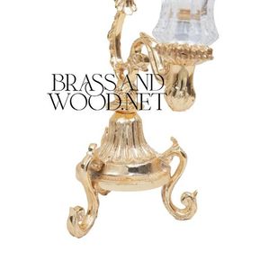 เชิงเทียนทองเหลืองสีทองคู่สุดหรูพร้อมเฉดสีแก้วคริสตัลเชิงเทียนตกแต่งสไตล์วินเทจหรูหรา - Product Image 4