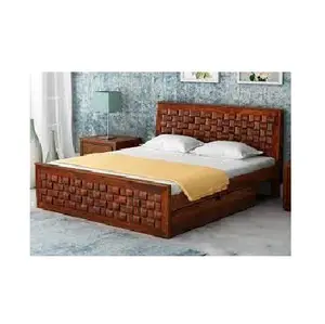Tempat tidur kayu gaya unik, dengan laci & kotak untuk penyimpanan furnitur kamar tidur Natural jadi buatan tangan, set kamar tidur untuk ruang Pasangan