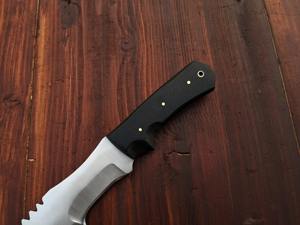 Traqueur de lame en acier D2 de taille personnalisée couteau à lame fixe manche en Micarta avec prise confortable pochette en cuir de vachette couteaux de camping - Product Image 4