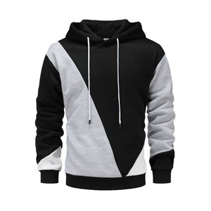 Men's M White Color Block <b>Polyester</b> <b>Hoodie</b> - Everyday Streetwear, Affordable Casual & Active Wear for Men - Product Image 1