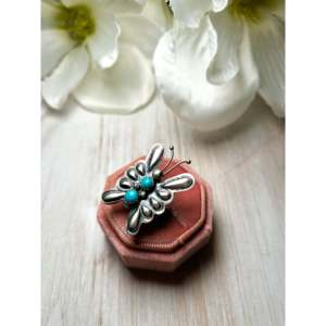 Tim Yazzie <b>Adjustable</b> <b>Ring</b> Kingman Turquoise & Sterling Silver Inlay Fashionable Gold Plated Stainless Steel Gift - Product Image 3