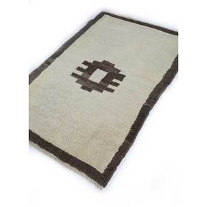 พรมห้องนั่งเล่นขนสัตว์ถักมือสีเบจและสีน้ำตาลทรงเรขาคณิต-รูปสี่เหลี่ยมผืนผ้า Pae-295 - Product Image 2