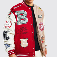 Veste de baseball en toile de haute qualité pour hommes, personnalisée OEM, avec patch en chenille, vente en gros, imperméable et respirante