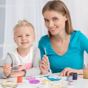 Muestra gratis al por mayor de niños pintura DIY kit de suministro personalizado animal del mar sin terminar capas piezas de madera rebanadas recortadas artesanías de madera - Product Image 6