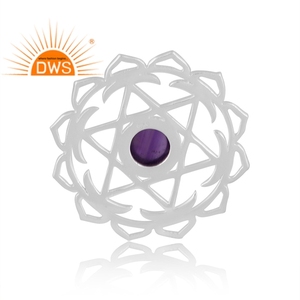 Nueva Broche de Plata de Ley con Amatista Natural, Joyería Personalizada de Fabricante - Product Image 3