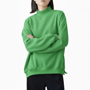 Winter <b>Mock</b> Neck Casual Long Sleeve Women's Oversized Pullover Sweatshirt Custom 100% Cotton OEM Service Available Front Logo - Product Image 1