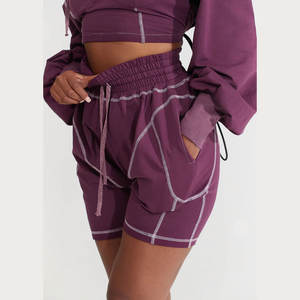 2025 verano moda crop top con capucha liso manga larga Venta caliente Sudadera con capucha chándal moda nuevo chándal de Jersey de algodón para mujer - Product Image 4