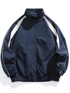 Chaqueta Deportiva Unisex Gris, Impermeable, con Cierre de Cremallera, Diseño Color Block, Corte Holgado, Capucha, Largo Regular, Material de Lona - Product Image 5