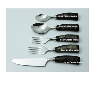 Juego de Cubiertos de Acero Inoxidable con Mango de Cuerno Natural al Mejor Precio para el Hogar, Hotel, Restaurante, Vajilla de Mesa - Product Image 6