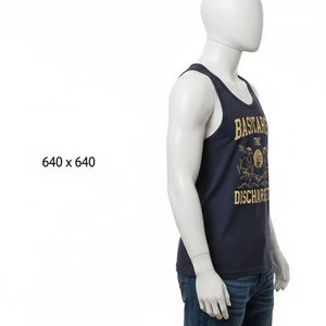 <b>Mens</b> Tank <b>Tops</b> Discharge Printed Embroidered Cotton Blend Breathable Sleeveless Casual Gym Wear - Product Image 4