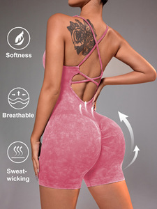 Fitness serré Sexy lavage Yoga combinaison femmes Yoga body pour Fitness haute élastique entraînement une pièce combinaison d'entraînement - Product Image 3