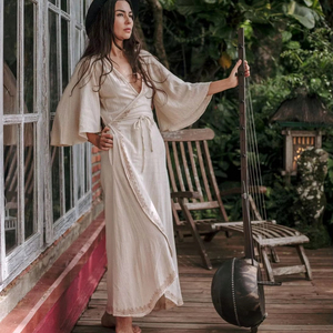 Atuendo de Festival vintage de otoño para diosas bohemias Vestido de abrigo tribal orgánico Boho Nomad Festival Wear - Product Image 1