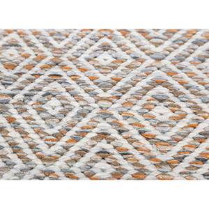 Tapis artisanal Abrash en laine et viscose, tissage plat, motif géométrique rectangulaire patchwork rouge-orange pour la maison et la chambre - Modèle - Product Image 3