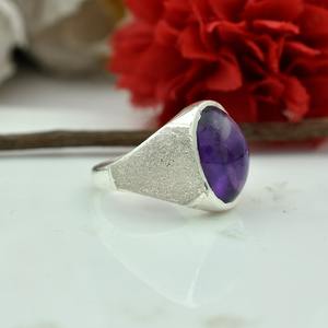 Anillo Clásico de Plata de Ley 925 para Mujer, Anillo Hecho a Mano con Piedra Preciosa de Amatista, Estilo Bohemio, Regalo para Mamá - Product Image 2